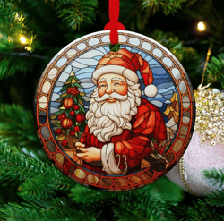 Custom Santa 2023 Ornament, 2023 Christmas Decoration, Holiday Gift Idea, Heirloom Keepsake, Round Ceramic