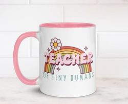 Personalised Teacher of Tiny Humans Mug - Retro Educators Cup - Early Years Preschool Nursery Appreciation School Gift.j