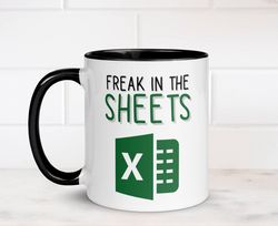 Personalised Freak In The Sheets Mug, Funny Excel Coffee Mug, Accountant Gift, Office Colleague Data Analyst Computer Te