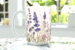 Pressed Flowers Mug, Boho Wildflowers Cottagecore Coffee Mug, Flower Garden Lover, Gift For Her, Botanical TeaCup, Laven