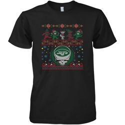 New York Jets Christmas Grateful Dead Jingle Bears Football Ugly Sweatshirt Mens Premium T-Shirt