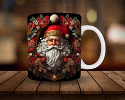 3D Santa Claus Mug Sublimation, 3D Christmas 11oz, 15oz Mug Sublimation Wrap, Digital Download Mug PNG, Coffee Cup Tea C