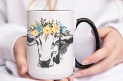 Cow Mug, Cow Lover mug, Farm Life, Animal Lover, Mom gift, Ranch life, cottagecore, Mother's day gift, Birthday Gift, Te