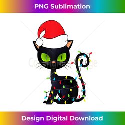 black cat christmas light & hat funny cat lover chris - sophisticated png sublimation file - ideal for imaginative endeavors