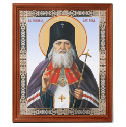 St Luke the Doctor, handmade wooden Byzantine icon, Russian Orthodox icon in Wooden frame under glass | Christian gift