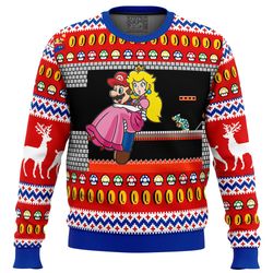 Mario Bowser's Castle All Over Print Ugly Hoodie 3D Zip Hoodie 3D Ugly Christmas Sweater 3D Fleece Hoodie