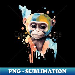 Sweet Baby Monkey A Colorful Watercolor Painting - Elegant Sublimation PNG Download - Create with Confidence