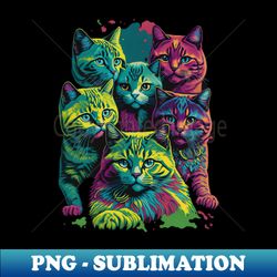 tie-dye-pattern cats - signature sublimation png file - transform your sublimation creations