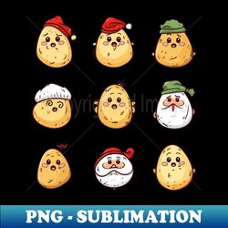 Potatoes and Christmas hats - Vintage Sublimation PNG Download - Revolutionize Your Designs