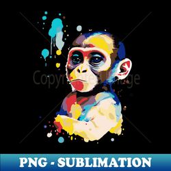 serious baby monkey - colorful watercolor painting - Sublimation-Ready PNG File - Add a Festive Touch to Every Day