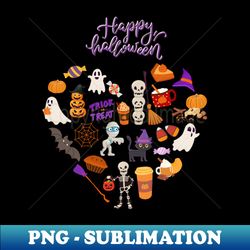Boo Happy halloween Hello October heart Autumn is my favorite season love Fall pumpkin - PNG Transparent Sublimation Design - Bold & Eye-catching