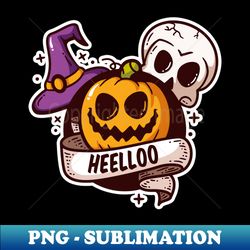 pumpkin skull and hat wizard halloween - decorative sublimation png file - add a festive touch to every day