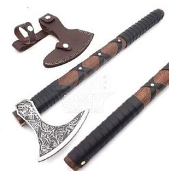 Christmas Gift Custom Handmade Carbon Steel Hunting Viking Hatchet Tactical Bearded Ragnar Axe