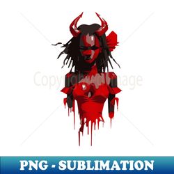 Afro-Mystique Abstract Illustration of an African Girl with Black Hair Horns and Blood - PNG Transparent Sublimation File - Enhance Your Apparel with Stunning Detail