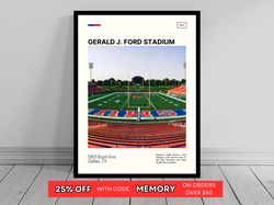 Gerald J Ford Stadium Print  SMU Mustangs Poster  NCAA Art  NCAA Stadium Poster   Oil Painting  Modern Art   Art Print