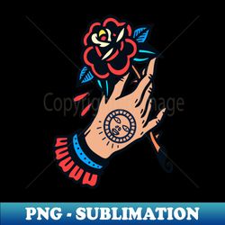 Old school Hand Flower - High-Quality PNG Sublimation Download - Bold & Eye-catching