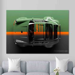 Green Porsche 911 Carrera Wall Art Super Car,Green Porsche 911 Poster Print,Porche Living Room Decor Sport Car Poster, W