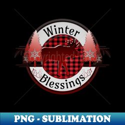 Winter Blessings Plaid Moose Badge - Stylish Sublimation Digital Download - Stunning Sublimation Graphics