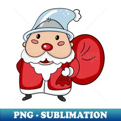 santa claus wearing a transparent blue hat - exclusive png sublimation download - stunning sublimation graphics