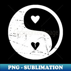 Yin Yang Hearts white - Retro PNG Sublimation Digital Download - Perfect for Creative Projects