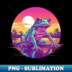 This synthwave frog is living his best life - PNG Transparent Digital Download File for Sublimation - Add a Festive Touch to Every Day