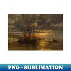 Beached Fishing Boats by Jules Achille Noel - Decorative Sublimation PNG File - Unlock Vibrant Sublimation Designs