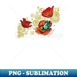 Iceland Poppies on Golden Spirals - Decorative Sublimation PNG File - Fashionable and Fearless