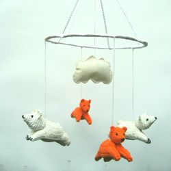 Foxes and bears mobile, Baby mobile, animal mobile, ZOO mobile, forest mobile, Thebabemuse