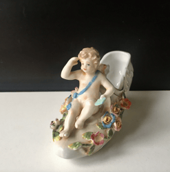 Porcelain Cherub , Angel On Flowered Shoe | Vintage Russian porcelain 1980s