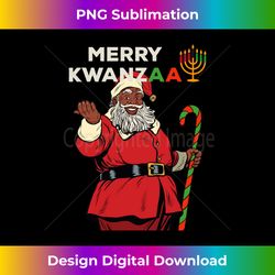 Merry Kwanzaa Santa Black Christmas African American Long Slee - Timeless PNG Sublimation Download - Pioneer New Aesthetic Frontiers
