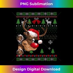 Funny Reinder Lover Reinder Santa hat Ugly Christmas Sweater Tank T - Bohemian Sublimation Digital Download - Striking & Memorable Impressions