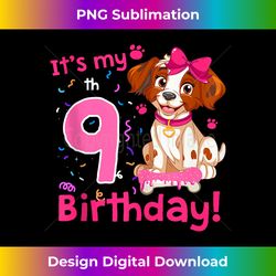 It's My 9th Birthday Pet Dog Theme 9 Year Old B-Day Party Tank T - Sublimation-Optimized PNG File - Immerse in Creativity with Every Design