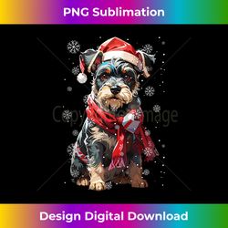 Christmas Schnauzer Puppy Illustration Scarf & Santa's Hat Tank T - Classic Sublimation PNG File - Tailor-Made for Sublimation Craftsmanship