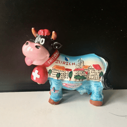 Vintage Swiss Souvenir Cow Figurine Zurich Hand Painted Switzerland | Vintage from 1980s