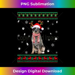 Ugly Sweater Christmas Australian Cattle Dog Santa Reindeer Tank T - Sleek Sublimation PNG Download - Infuse Everyday with a Celebratory Spirit