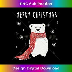 Cute Polar Bear Scarf Merry Christmas Xmas Holidays Gift Tee Long Sl - Urban Sublimation PNG Design - Striking & Memorable Impressions
