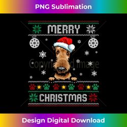 Ugly Merry Christmas Dog Airedale Terrier Xmas Costume - Classic Sublimation PNG File - Pioneer New Aesthetic Frontiers