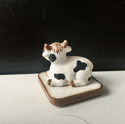 Small cow figurine, miniature cow, tiny cow sculpture | Mini cow, farm animal | miniature garden | USSR Vintage 1980s