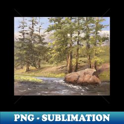 River Tree Landscape - PNG Sublimation Digital Download - Fashionable and Fearless