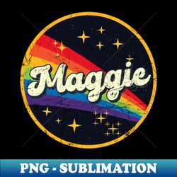 Maggie  Rainbow In Space Vintage Grunge-Style - Instant PNG Sublimation Download - Instantly Transform Your Sublimation Projects