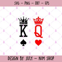 King Queen T-shirt SVG, Black King, Red Queen, Couple Card SVG