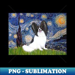 Starry Night with a Black and White Papillon - Elegant Sublimation PNG Download - Bold & Eye-catching