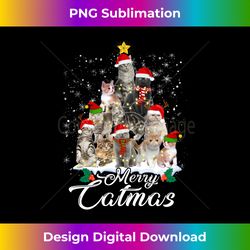 Merry Catmas Funny Cat Mom Cat Dad Christmas Cat Long Slee - Eco-Friendly Sublimation PNG Download - Challenge Creative Boundaries