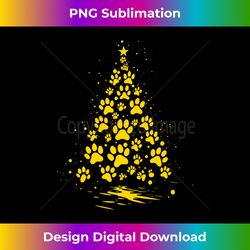Dog Lover Paw Print Christmas Tree 4 Long Sl - Artisanal Sublimation PNG File - Immerse in Creativity with Every Design