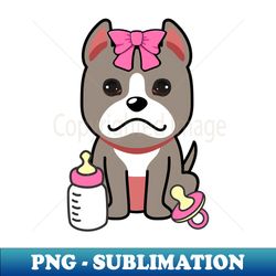 cute baby grey dog wears a pink ribbon - Exclusive Sublimation Digital File - Transform Your Sublimation Creations