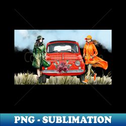 vintage landscape and fashionable girls - unique sublimation png download - perfect for sublimation mastery
