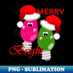 Merry  Bright Christmas Light Characters - Vintage Sublimation PNG Download - Unlock Vibrant Sublimation Designs