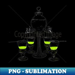 Illustrated Absinthe Set - PNG Transparent Digital Download File for Sublimation - Stunning Sublimation Graphics
