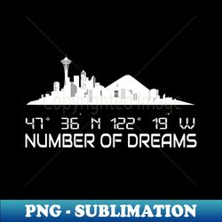 Seattle Skyline Silhouette GPS Coordinates City - Special Edition Sublimation PNG File - Unlock Vibrant Sublimation Designs