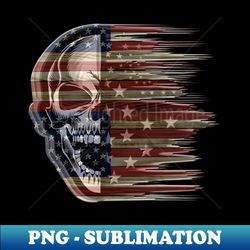 distressed american flag skull - png transparent sublimation design - create with confidence